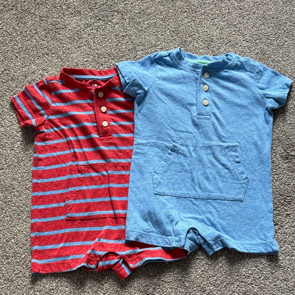 Baby Henley Rompers - Set of 2
